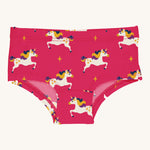 Maxomorra unicorn hipster briefs on a plain background. 