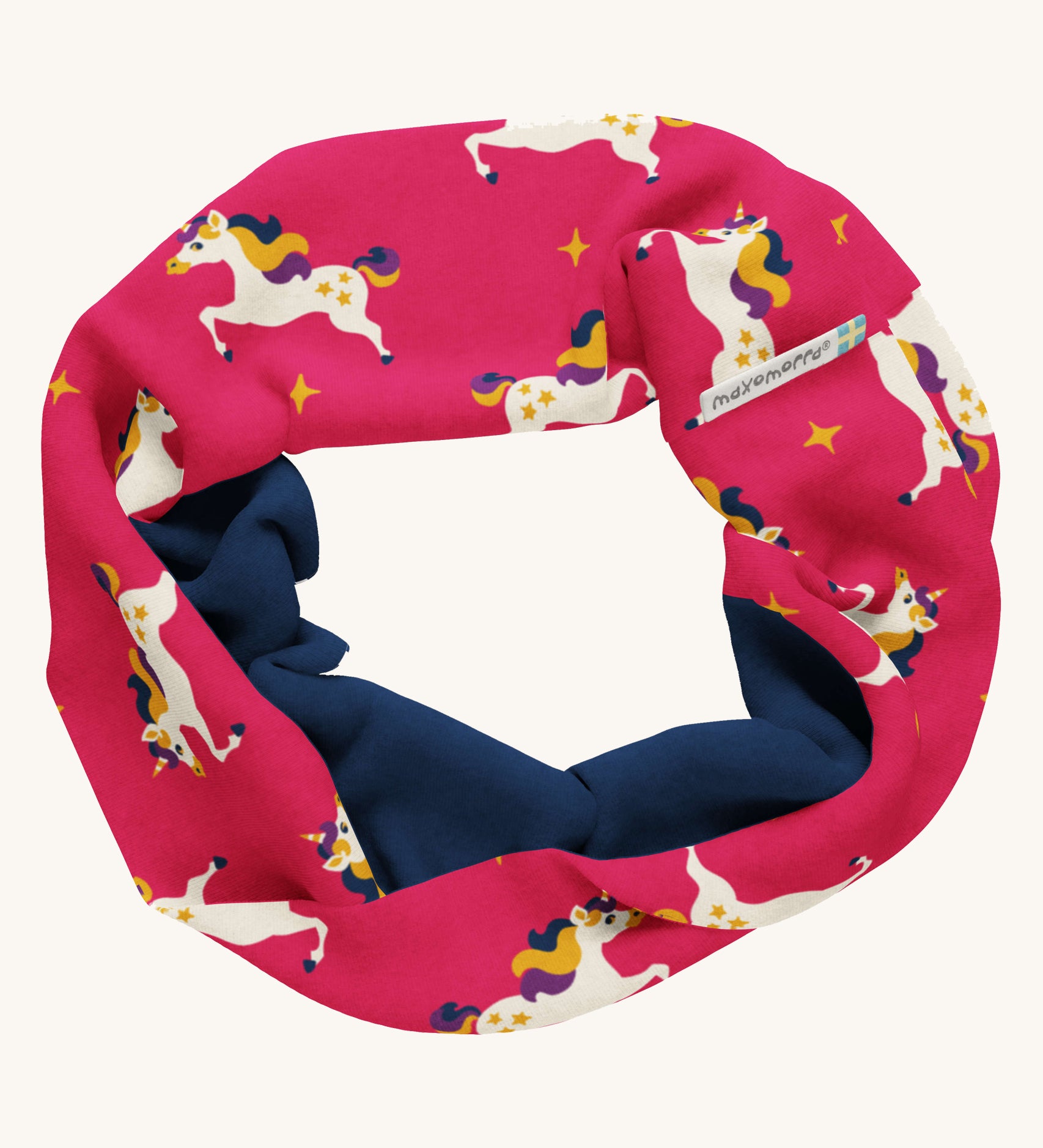 Maxomorra Unicorn Sweat Tube Scarf on a plain background. 