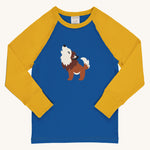 Maxomorra Wolf Raglan Long Sleeve Top on a plain background. 