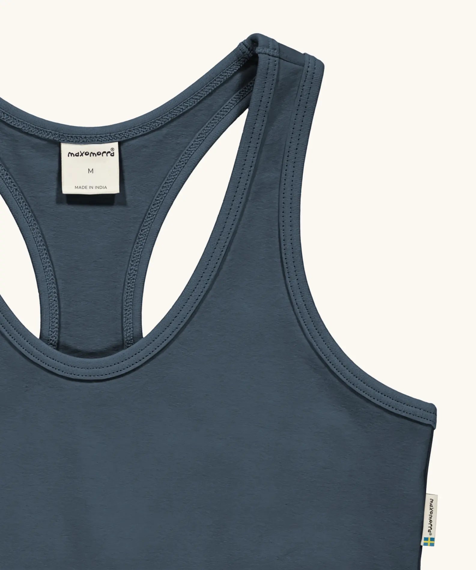Maxomorra women's comfort top bra in blue, made from GOTS organic cotton.