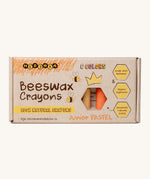 Medenka junior pastel beeswax crayons in their cardboard box packaging.