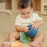 PlanToys reusable baby tissue box toy, made from PlanWood with chiffon tissues, to represent PlanToys Montessori toys at Babipur.
