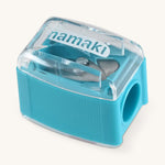 Namaki Make Up Pencil Sharpener in blue, on a cream background