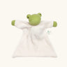 Nanchen baby frog comforter with a soft white terry body and a green head and hands