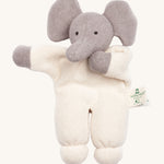 Nanchen Terry Teddy - Elephant. A soft body baby comforter toy made from terry material. This soft elephant toy has a white body and grey hands and head