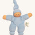 Nanchen Pimpel Doll - Light Blue. A soft and cuddly doll in light blue, made from terry fabric and with a little knot in the top of its hat