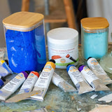 Natural Earth Paint Natural Acrylic Medium Clear, a plant-based acrylic to be mixed with natural pigments to make acrylic paint.