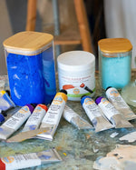 Natural Earth Paint Natural Acrylic Medium Clear, a plant-based acrylic to be mixed with natural pigments to make acrylic paint.