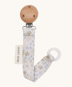 Avery Row Pacifier Holder - Nature Trail, showing the silicone ring and wooden clip