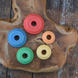 Overhead view of the Nic Classic Stacking Tower placed on a wooden board.