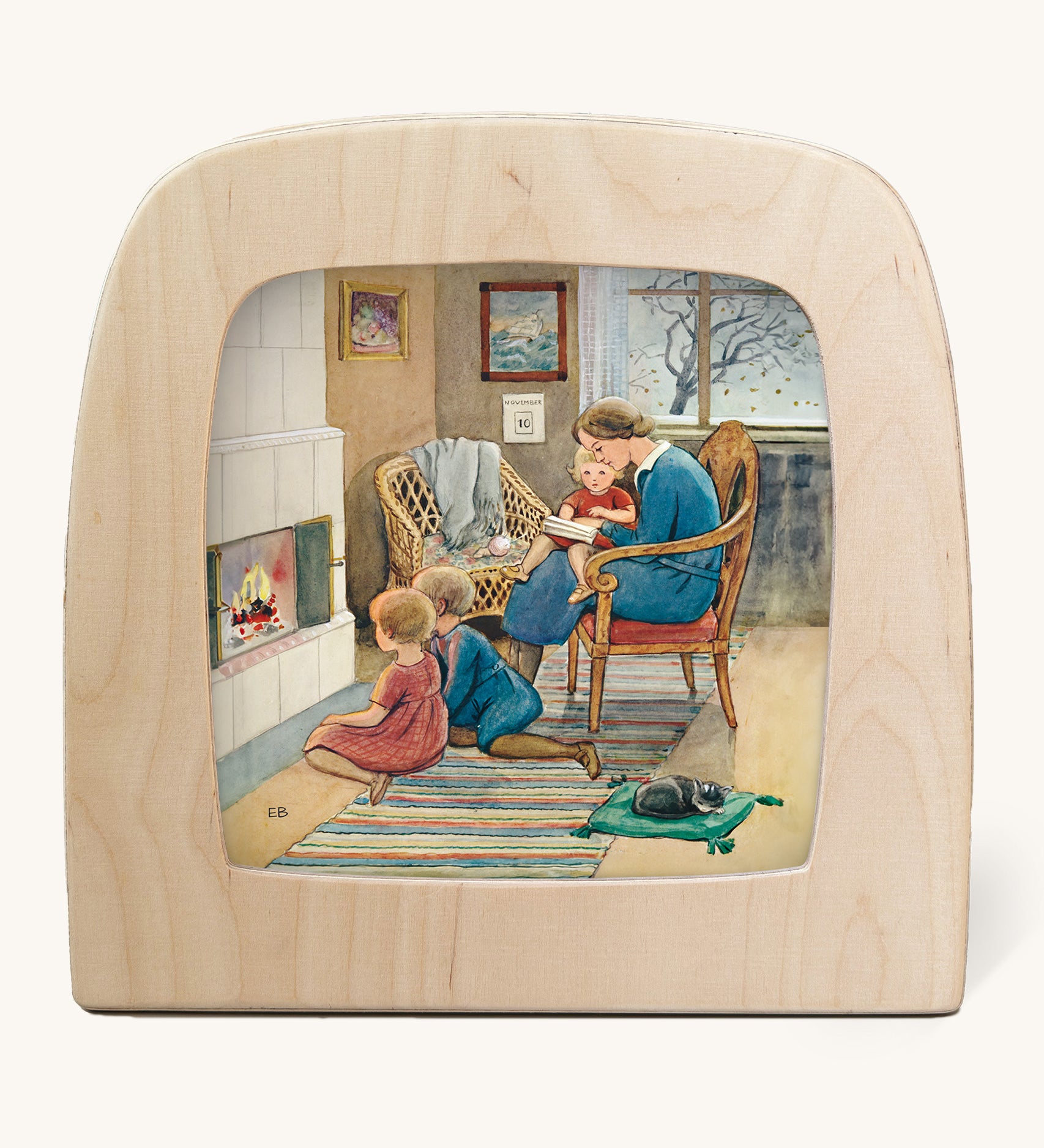 Toverlux StoryLux Silhouette Sets, Around The Year by Elsa Beskow. The image shows the November illustration inside a magic lamp, on a cream background