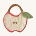 Oli & Carol Peppa the apple baby bib available at Babipur. A organic cotton bib in a shape of a red apple cut in half. Features a popper fastener. 