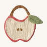 Oli & Carol Peppa the apple baby bib available at Babipur. A organic cotton bib in a shape of a red apple cut in half. Features a popper fastener. 