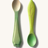 Oli & Carol 2 pack baby wooden spoons in a kale and leek design and available at Babipur. 