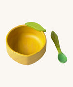 Oli & Carol Lou the lemon wooden bowl and spoon set available at Babipur. 