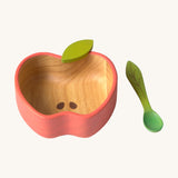 Oli & Carol Peppa the apple wooden bowl and spoon set available at Babipur. 