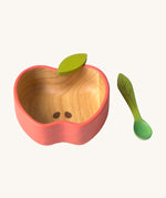 Oli & Carol Peppa the apple wooden bowl and spoon set available at Babipur. 