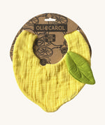 Oli & Carol Lou the lemon baby bib available at Babipur. A organic cotton bib in a shape of a yellow lemon