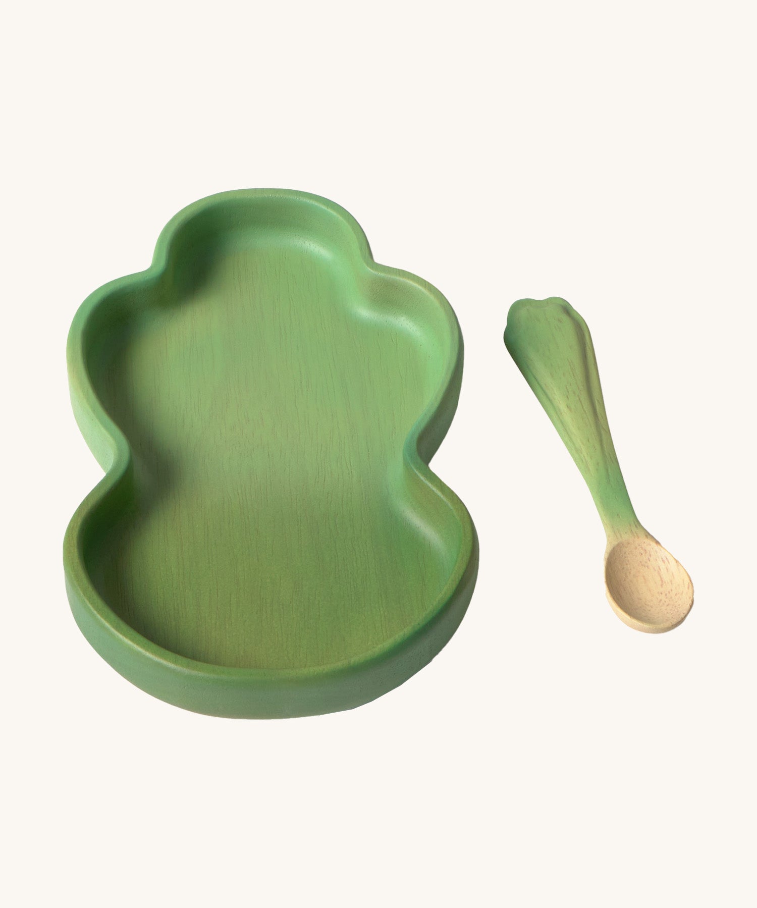 Oli & Carol Kendall the kale wooden plate and spoon set available at Babipur. 