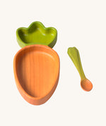 Oli & Carol Cathy the carrot wooden plate and spoon set available at Babipur. 