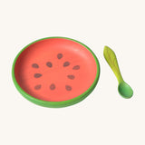 Oli & Carol Wally the watermelon wooden plate and spoon set available at Babipur. 