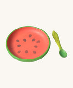 Oli & Carol Wally the watermelon wooden plate and spoon set available at Babipur. 