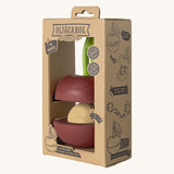 The side of the cardboard packaging holding the Oli & Carol cherry stacking toy rattle ball available at Babipur. 