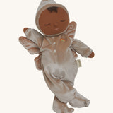 Olli Ella Aurora fairy dozy dinkum doll posing and showing the stitching detail on the pink outfit