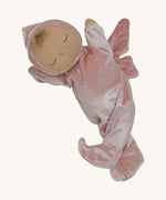 Olli Ella Aurora fairy dozy dinkum doll posing and showing the stitching detail on the pink outfit