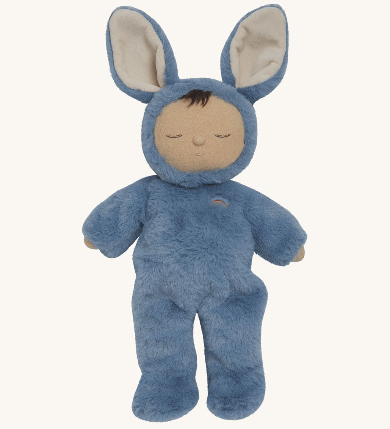 Olli Ella cozy dinkum bunny twiggy doll in blue colour and available at Babipur. This is a soft and fluffy doll with a sleeping face and cute floppy ears