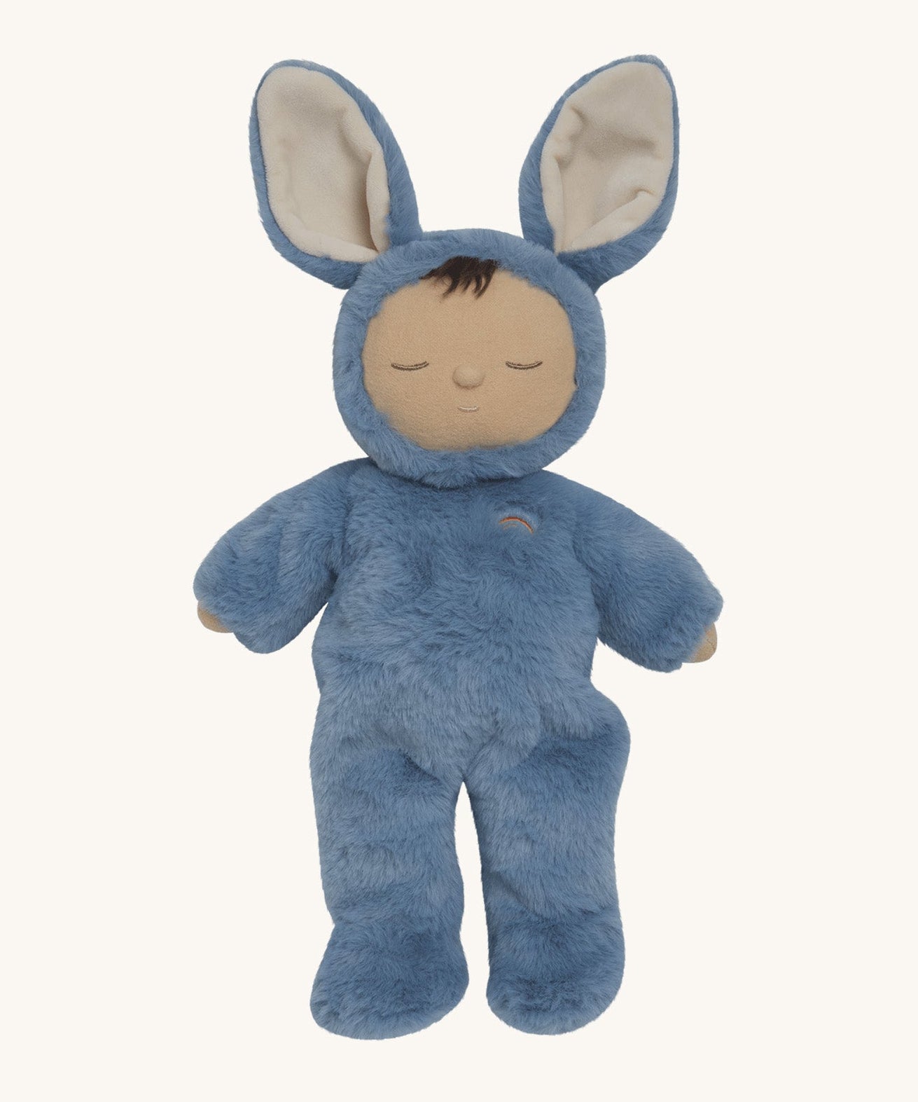 Olli Ella cozy dinkum bunny twiggy doll in blue colour and available at Babipur. This is a soft and fluffy doll with a sleeping face and cute floppy ears