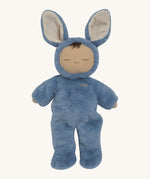 Olli Ella cozy dinkum bunny twiggy doll in blue colour and available at Babipur. This is a soft and fluffy doll with a sleeping face and cute floppy ears