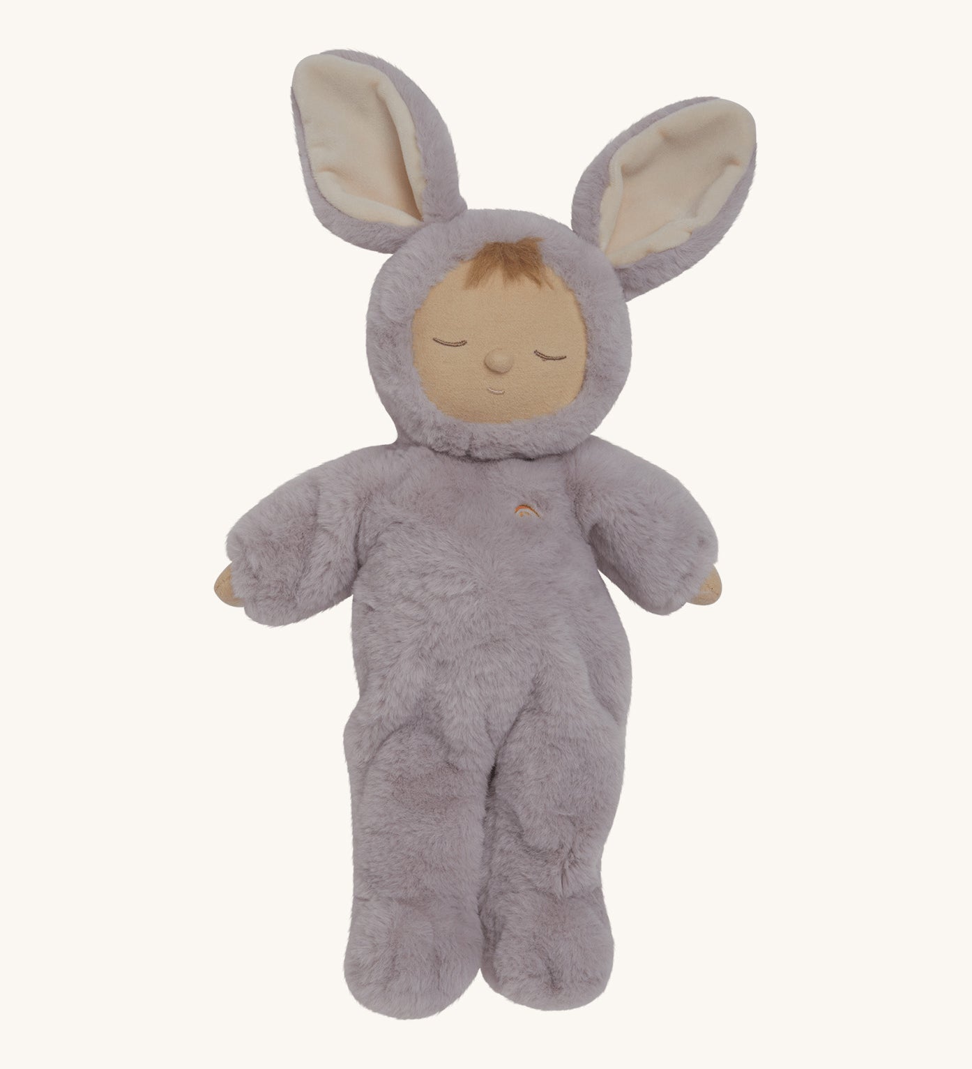 Olli Ella cozy dinkum bunny twinkle doll in lilac colour, available at Babipur. This is a soft and fluffy doll with a sleeping face and cute floppy ears