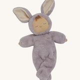 Olli Ella cozy dinkum bunny twinkle doll in pink posing. This fluffy doll has a sleeping face, cute floppy ears and available at Babipur.