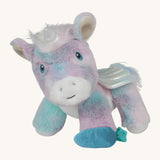 The Olli Ella dazzle unicorn dinkum doll. A soft and cuddly doll in light pastel colours. Features cute embroirdery facial features white pegasus wings and a unicorn horn.