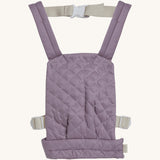 Olli Ella quilted toy carrier in lavender available at Babipur. This dark purple toy carrier features a buckle on the back and side for a secured fit and can carry a Olli Ella diknum doll