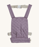 Olli Ella quilted toy carrier in lavender available at Babipur. This dark purple toy carrier features a buckle on the back and side for a secured fit and can carry a Olli Ella diknum doll