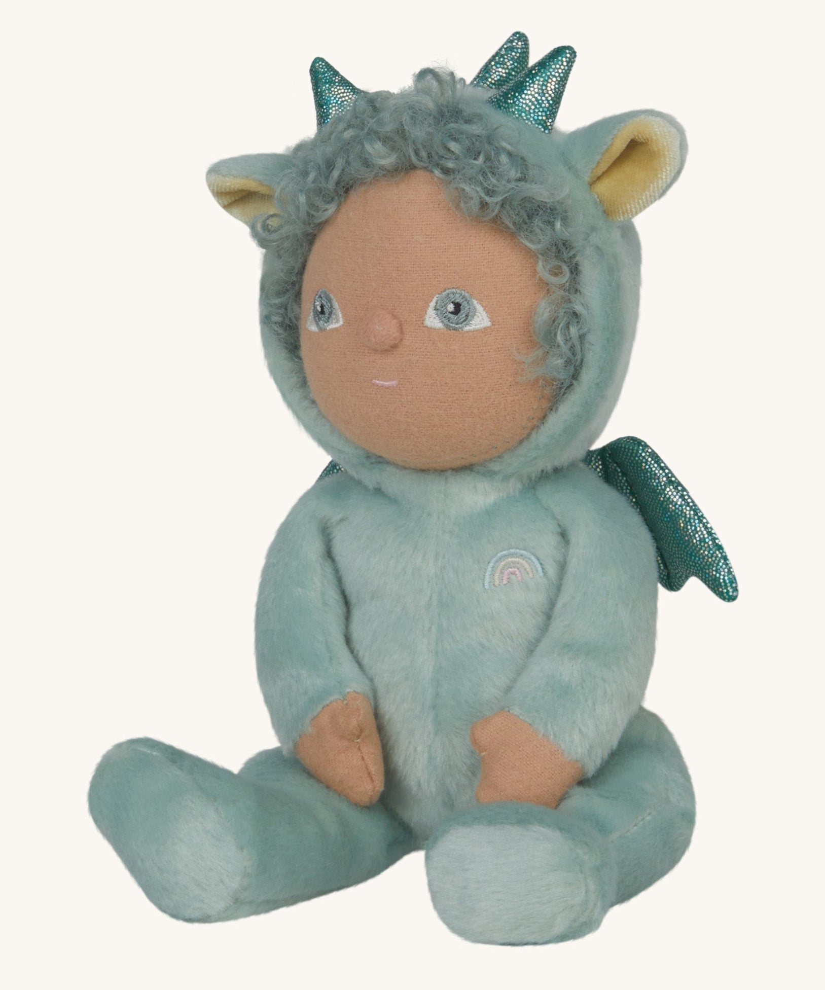 A side image of the Olli Ella Dante the dragon dinky dinkum doll available at Babipur. 