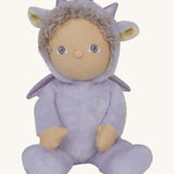 Olli Ella Duffy the dragon dinky dinkum doll available at Babipur. A lilac dinky dinkum doll with a cute playful face and matching sparkling lilac dragon features