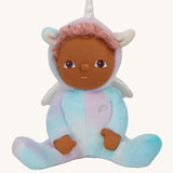 Olli Ella Uli the unicorn dinky dinkum doll available at Babipur. A soft and cuddly plush doll in pastel colours. Features white pegasus wings and a unicorn horn