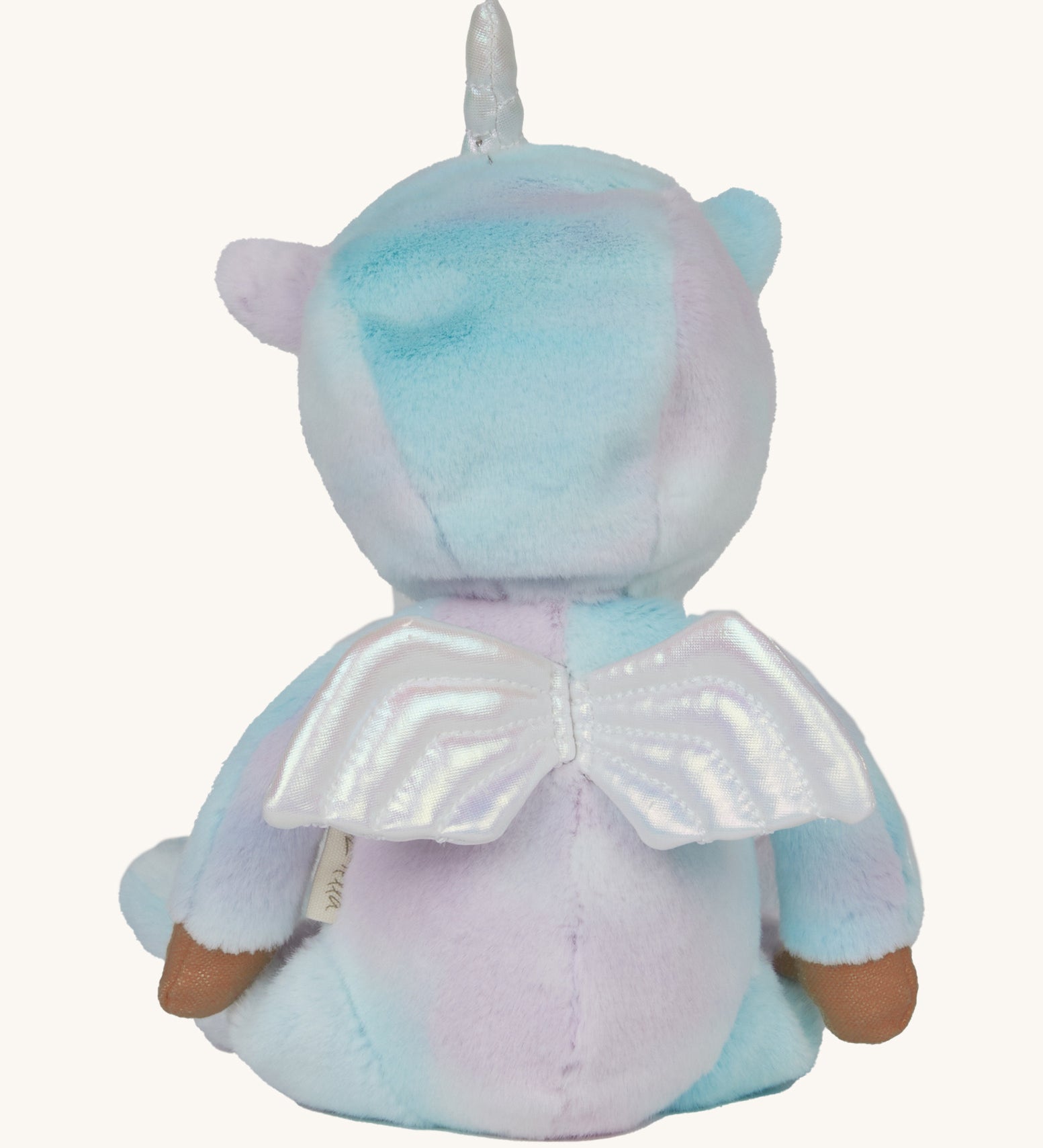 The back of the Olli Ella Uli the unicorn dinky dinkum doll available at Babipur showing the white pegasus wing detail