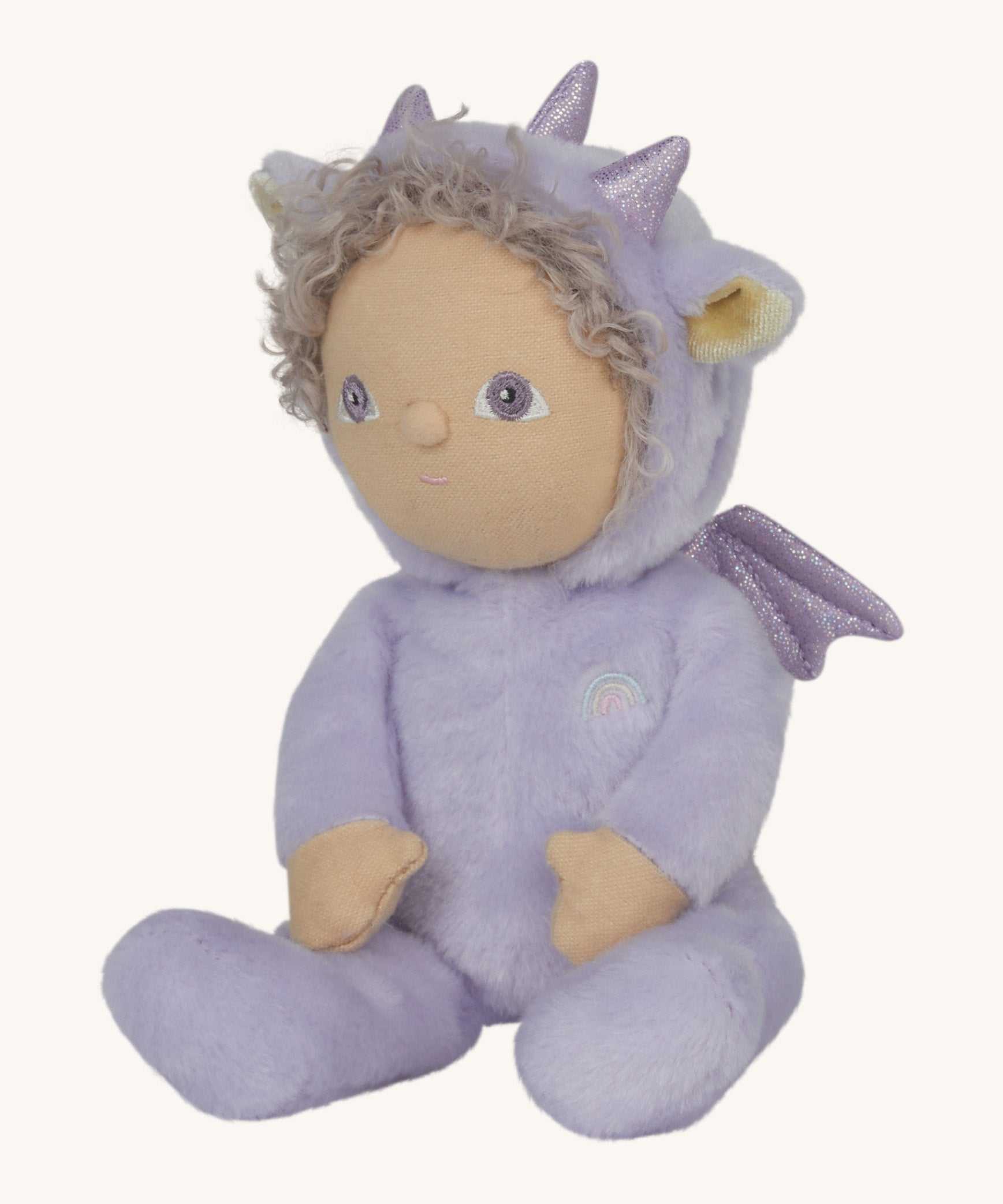 A side image of the Olli Ella Duffy the dragon dinky dinkum doll available at Babipur. 