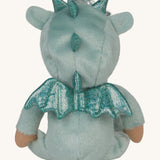 An image showing the back of the Olli Ella Dante the dragon dinky dinkum doll showing the dragon wings detail.