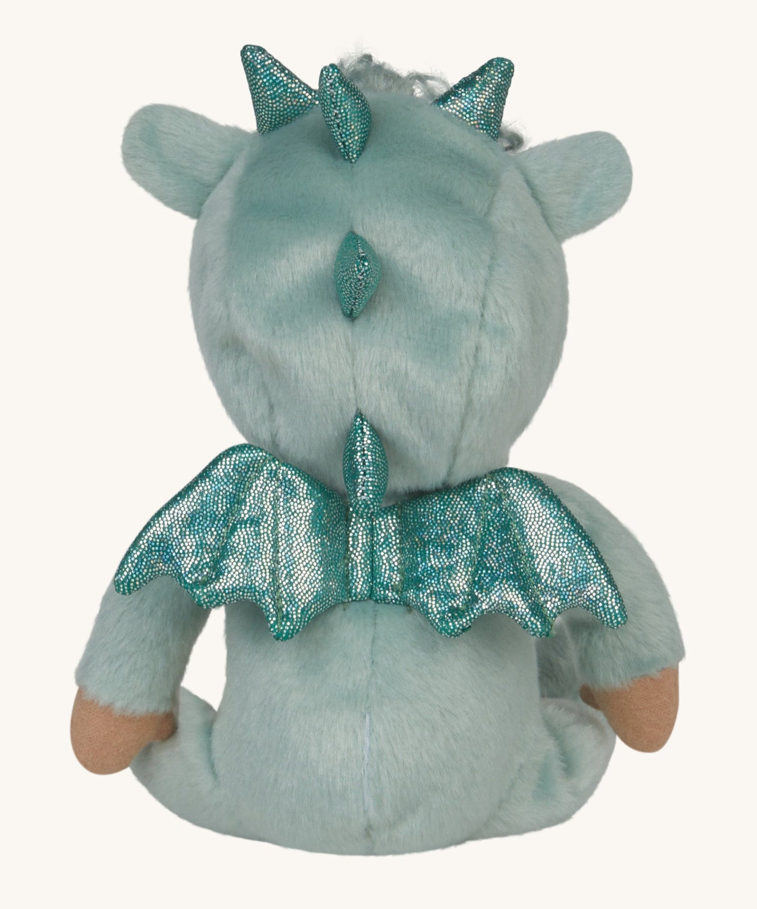 An image showing the back of the Olli Ella Dante the dragon dinky dinkum doll showing the dragon wings detail.