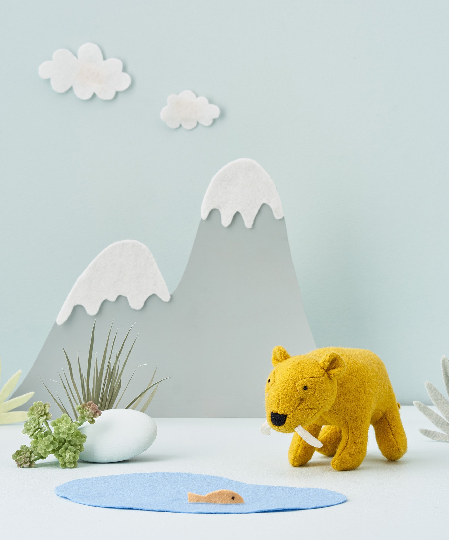 A soft toy Saber Tooth Tiger from the Olli Ella Holdie World Extinct Animals Set, for sale at Babipur.