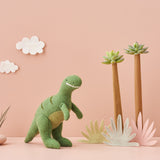 A cute green t-rex toy from the Olli Ella Holdie World Prehistoric Animals Dinosaurs, available to buy at Babipur.