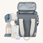 Lola & Lykke Pump On The Move Set which includes a milk cooler bag, electric smart pump, milk bag and attachment. Perfect for when you're on the go