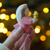 Pink Ostheimer Wooden Angel figure, for Christmas or nativity displays or play, for sale at Babipur.