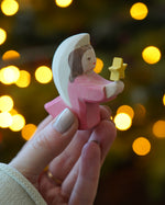 Pink Ostheimer Wooden Angel figure, for Christmas or nativity displays or play, for sale at Babipur.
