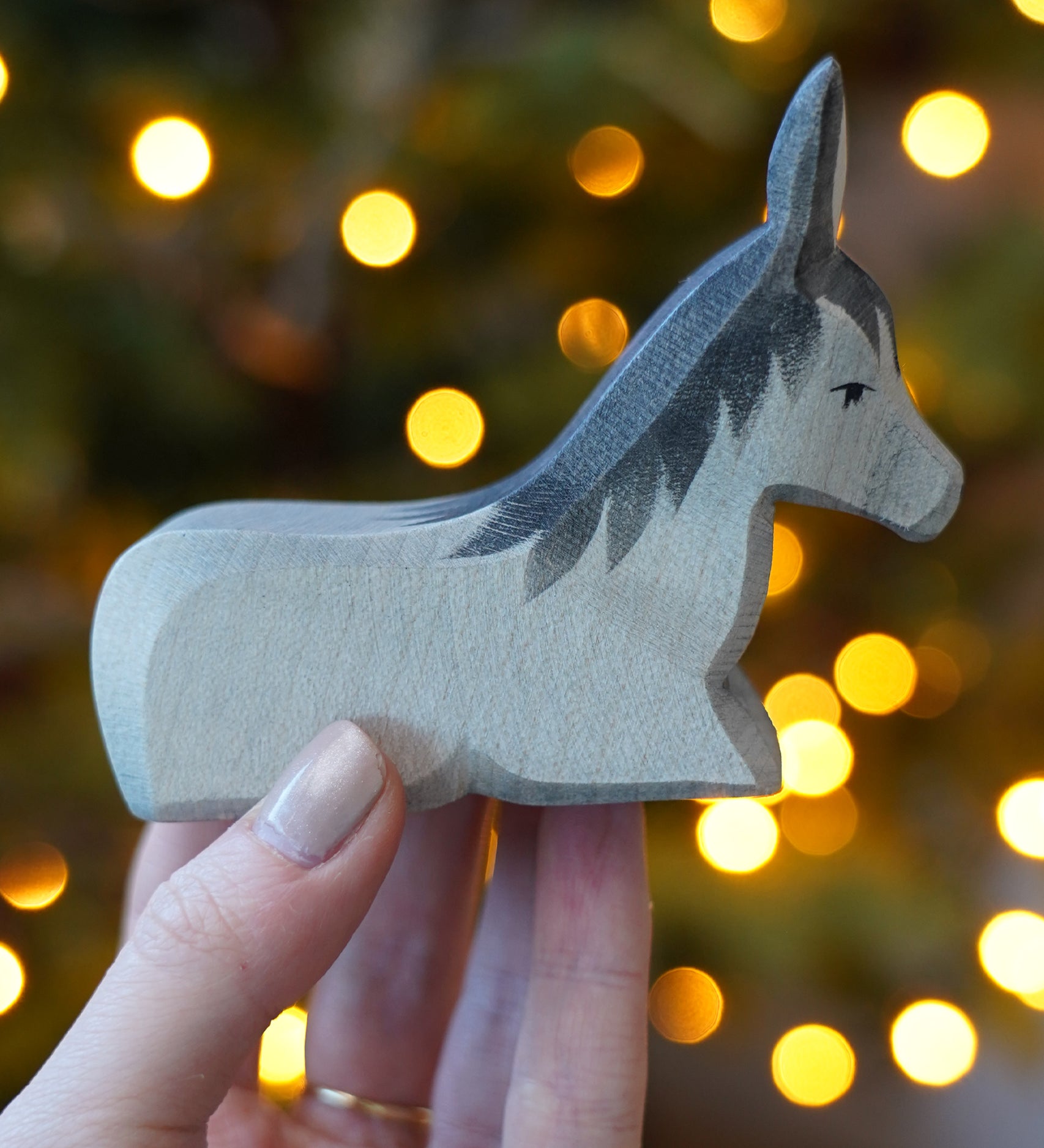 Ostheimer wooden Donkey II Toy - nativity figure or Christmas decoration - for sale at Babipur.